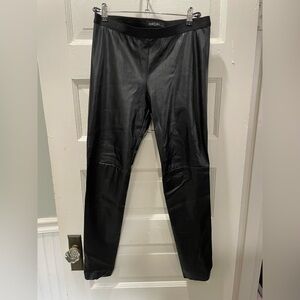 Marc Cain Black Vegan Leather Leggings, Size 8, Medium